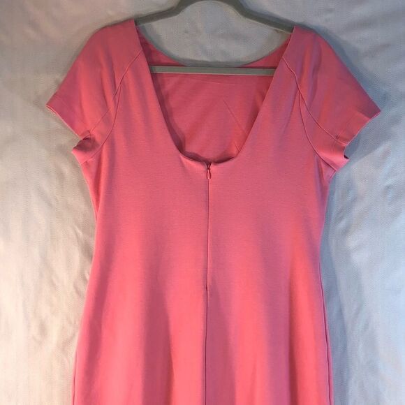 Daniel Cremieux Pink Short Sleeve Mid Length Sheath Dress Scoop Back M - Picture 6 of 10